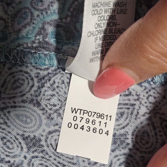 J. Jill Women’s Blue Print Top L Button Down Boho Chic Coastal Cowgirl Light - Picture 5 of 13